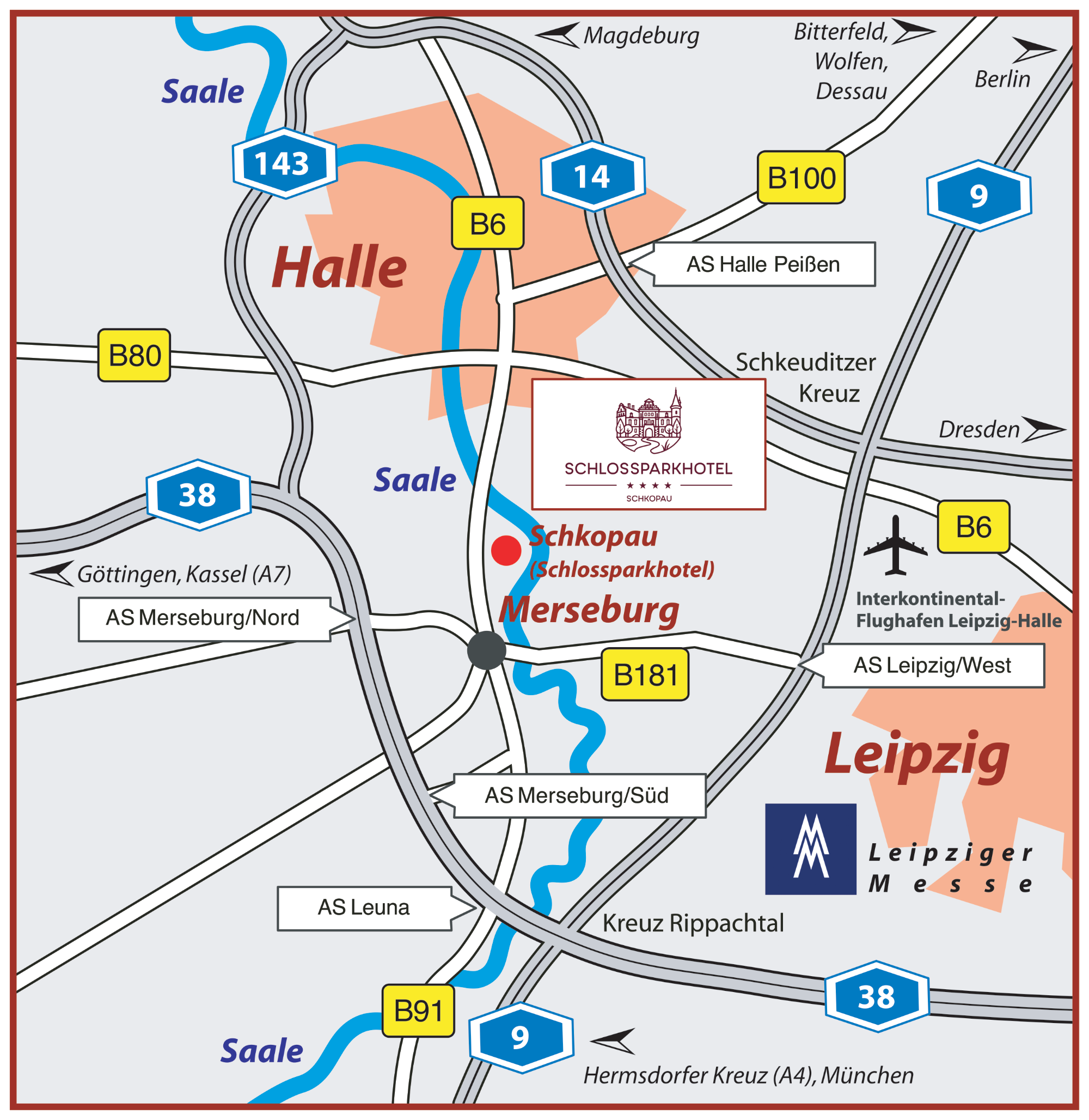 Anfahrtskarte Schlossparkhotel Schkopau